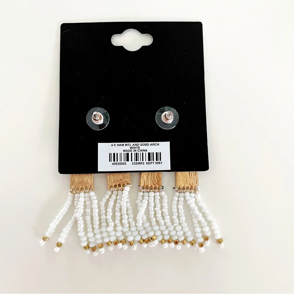 NEW Torrid Gold Beaded Arch Statement EarringS - Picture 3 of 5